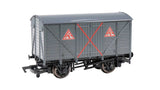 Thomas & Friends(TM) - Wood Boxcar (Box Van) -- Explosives (gray, red, white; Warning Icons)-1