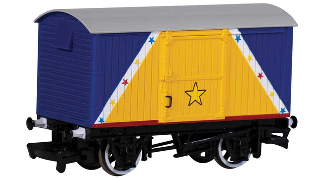 12-Ton Wood Boxcar (Van) - Ready to Run - Thomas & Friends(TM) -- Funfair Blue (blue, yellow, white)