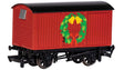 12-Ton Wood Boxcar (Van) - Ready to Run - Thomas & Friends(TM) -- Red, Christmas Wreath
