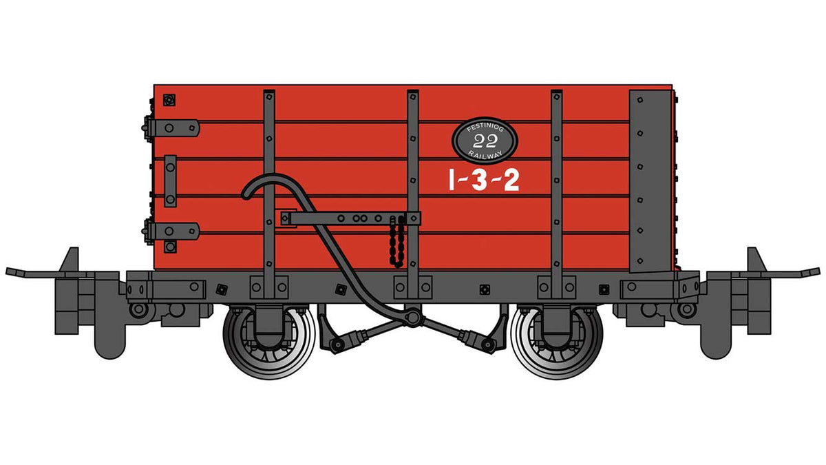 Wood Coal Wagon (Gondola) - Ready to Run -- Ffestiniog Railway #22 (red)
