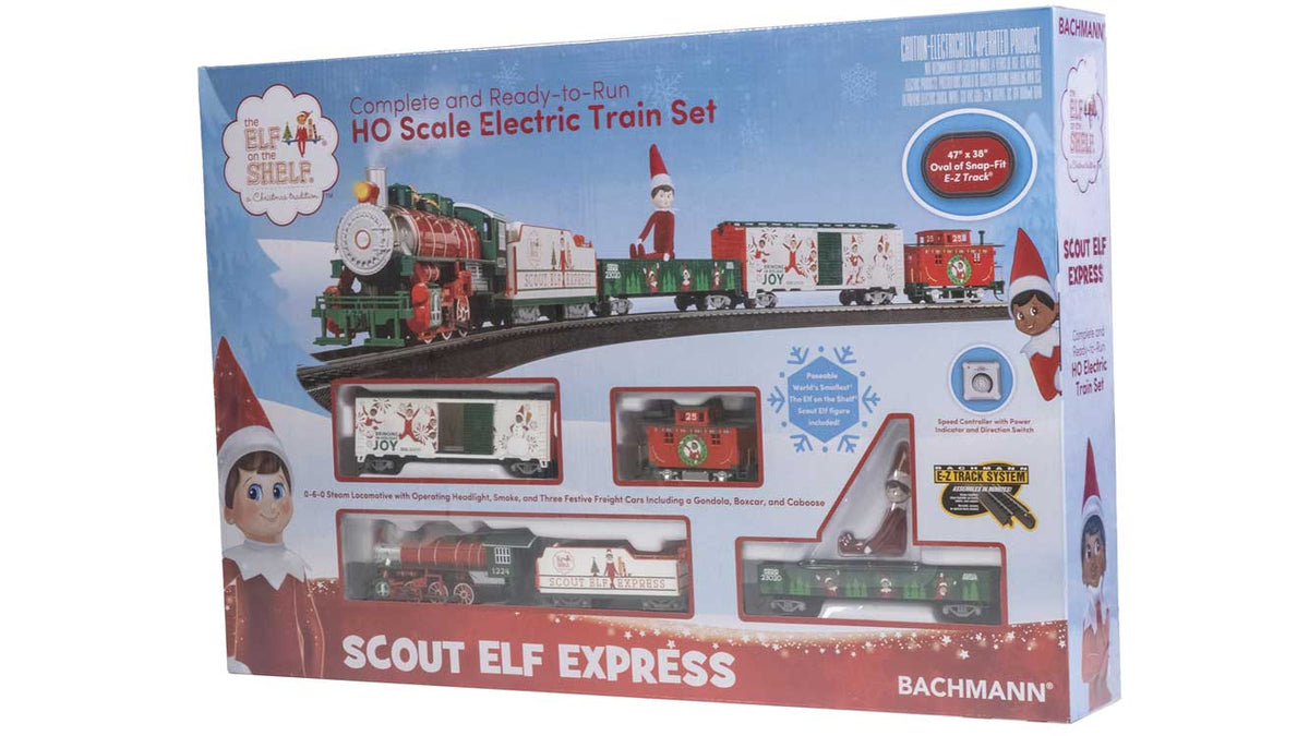 Elf on the Shelf(R) Scout Elf Express - Standard DC -- 0-6-0, 3 Cars, 47 x 38" E-Z Track(R) Oval, Elf Figure, Speed Controller