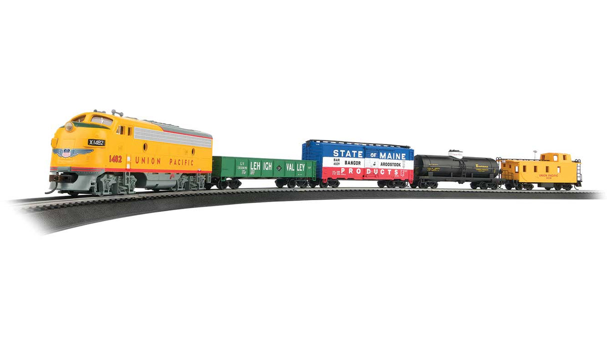 Golden Spike Starter Train Set - Standard DC -- EMD F7A, 4 Cars, 47 x 38" E-Z Track(R) Oval, Power Pack