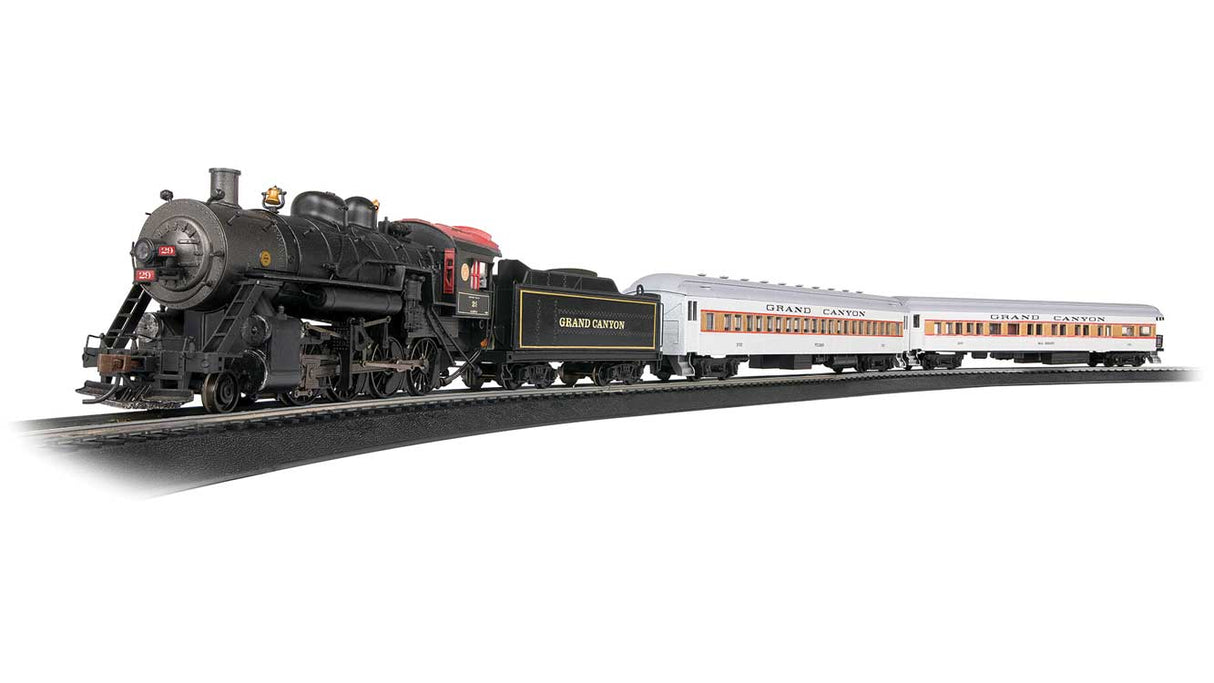 Grand Canyon Railway Starter Train Set - Standard DC -- 2-8-0 Steam Loco, 2 Cars, 63 x 45" E-Z Track(R) Oval, Speed Controller