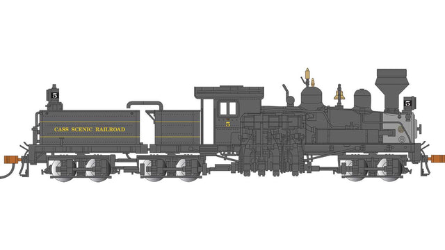 Lima 80-Ton 3-Truck Shay - Sound and DCC - Spectrum(R) -- Cass Scenic Railroad #5 (black, graphite, yellow)