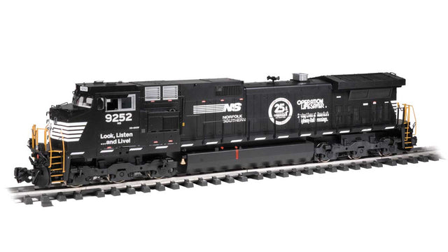 GE Dash 9-44CW - Standard DC -- Norfolk Southern 9252 (black, white, Operation Lifesaver)