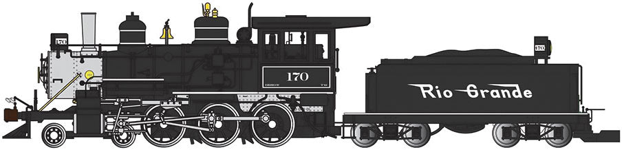 4-6-0 - Standard DC - Sound-Ready with Installed Speaker -- Denver & Rio Grande Western #170 (black, silver)