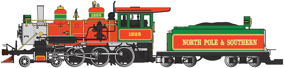 4-6-0 - Standard DC - Sound-Ready with Installed Speaker -- Christmas North Pole & Southern Railroad (red, green, silver)