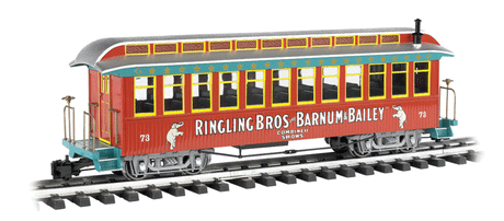 Jackson Sharp Wood Coach - Ready to Run -- Ringling Bros. and Barnum & Bailey(TM) #73 (red, teal, silver, yellow)