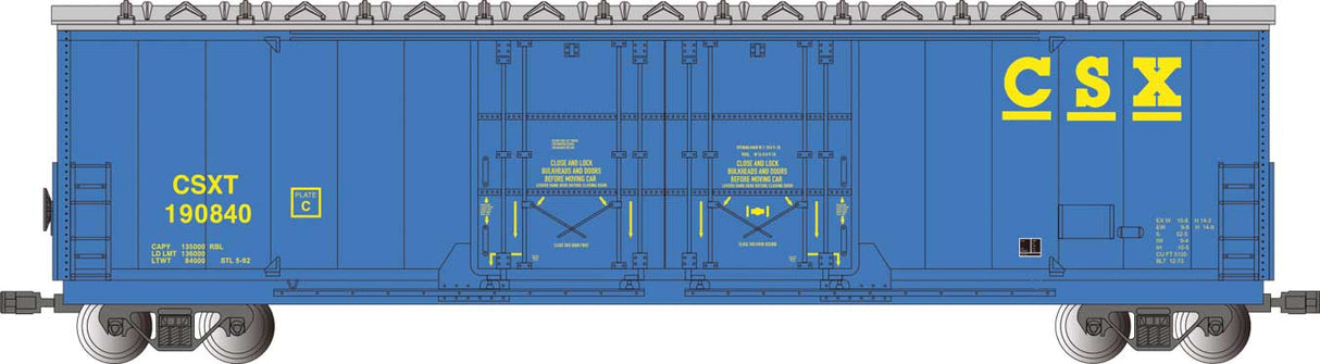 Evans 53' Double-Plug-Door Boxcar - Ready to Run -- CSX #190840 (blue, yellow)