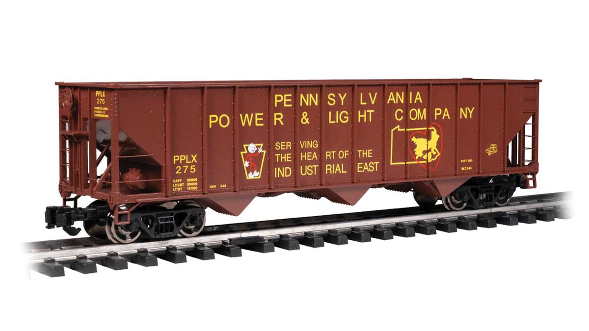 Bethlehem Steel 100-Ton 3-Bay Hopper - Ready to Run -- Pennsylvania Power & Light #275 (Boxcar Red, yellow, Reddy Kilowatt Logo)