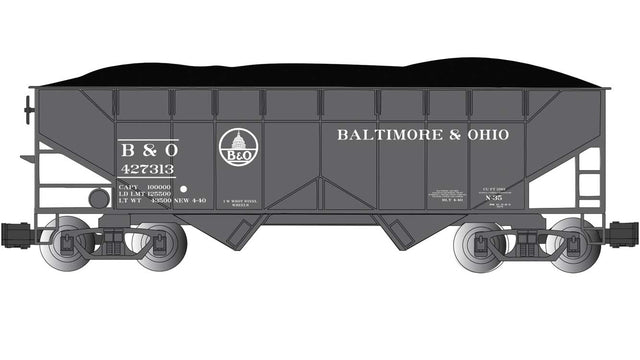 Two-Bay Offset-Side Open Hopper with Coal Load - Ready to Run -- Baltimore & Ohio #427313 (black, Capitol Logo)