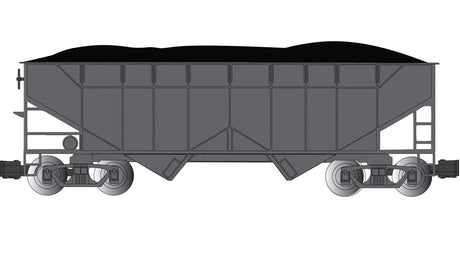 Two-Bay Offset-Side Open Hopper with Coal Load - Ready to Run -- Painted, Unlettered (black)