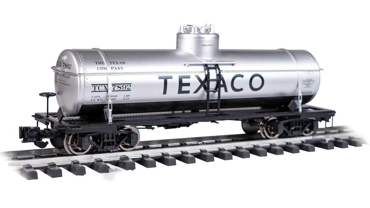 Single-Dome Tank Car - Ready to Run -- Texaco #7892 (silver, black)