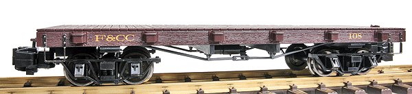 20' Flatcar with Metal Wheels -- Florence & Cripple Creek (yellow)