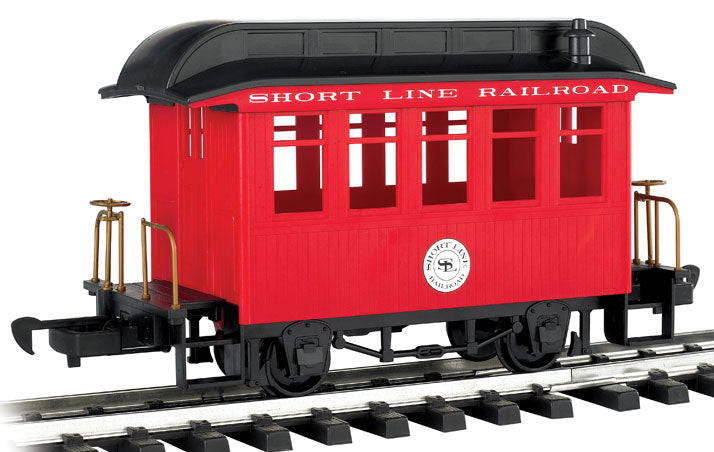 Wood Coach - Ready to Run - Li'l Big Haulers -- Short Line Railroad (red, black)