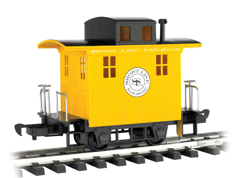 Wood Cupola Caboose - Ready to Run - Li'l Big Haulers -- Short Line Railroad (yellow, black)