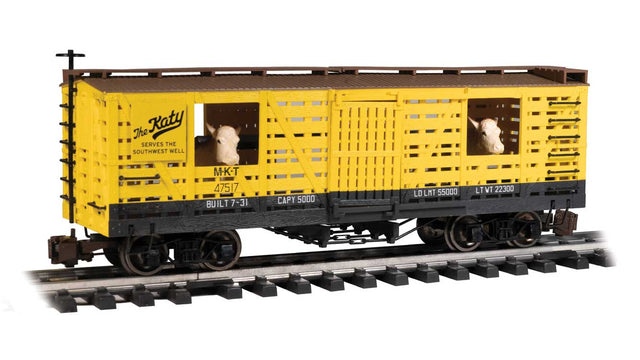 Animated Stock Car with Cattle - Ready to Run -- Missouri-Kansas-Texas (yellow, black)