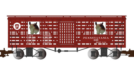 Animated Stock Car with Cattle - Ready to Run -- Pennsylvania Railroad #649 (Tuscan)