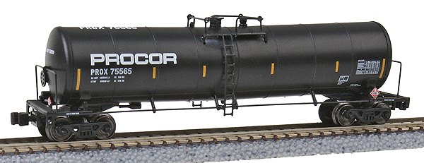 23,000-Gallon Funnel-Flow Tank Car 4-Car Runner Pack - Ready to Run -- Procor Ltd. PROX #75545, 75546, 75560, 75565 (black)