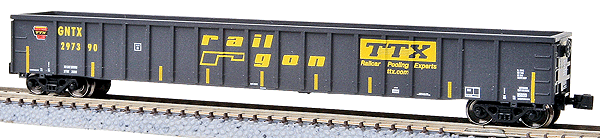 3564 60' Gondola - Ready to Run -- TTX RailGon #297390 (black, yellow)