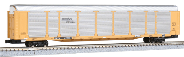 Tri-Level Enclosed Auto Rack - Ready to Run -- Norfolk Southern #906094 (yellow, silver)