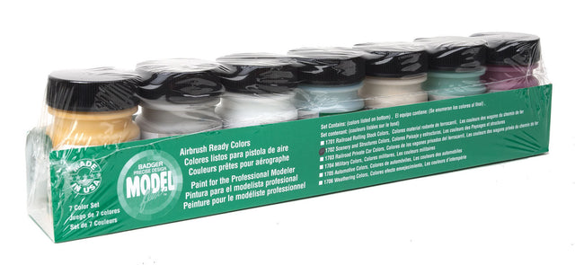 Modelflex Paint Set -- Weathering & Railroad Off-Line Set pkg(7)