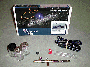 Airbrushes -- Universal Complete Set (brush, hose, jars, display box)