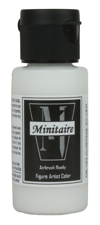 Acrylic Airbrush-Ready Color - Minitaire - 1oz  29.6mL -- Metallic Chrome Silver