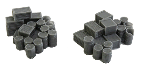 Assorted Crates & Barrels -- Unpainted - 2 Large Groups