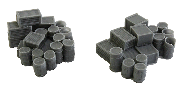 Assorted Crates & Barrels -- Unpainted - 2 Large Groups