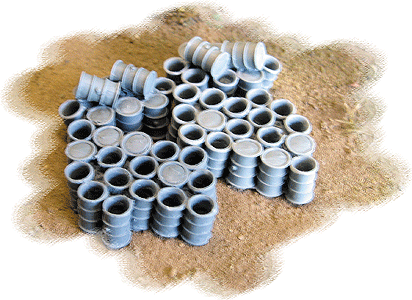 Open 55-Gallon Drum Stacks -- Unpainted