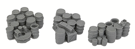 Keg & Crate Assortment -- Unpainted - 3 Groupings