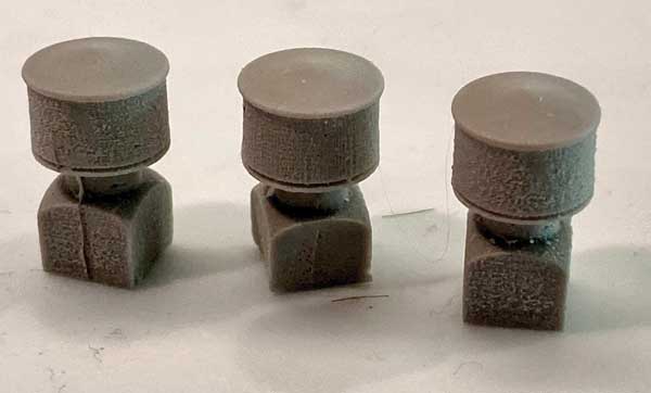 Cylindrical Roof Vents -- Unpainted Resin Castings pkg(3)