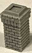 Square Brick Chimney -- Unpainted Cast Resin 11/16" 1.7cm Tall pkg(3)