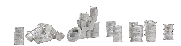 Assorted Barrels & Clutter -- Unpainted