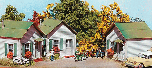 The Cabins at Collard's Creek -- Laser-Cut Wood Kit - Each measures: 2 x 2-1/4"  5.1 x 5.7cm pkg(3)