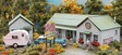 Collard's Creek Motor Park - Laser-Cut Wood Kit -- Office & Motel: 6 x 2-1/4"  15.2 x 5.7cm; Cabin: 9-1/2 x 5-1/2"  24.1 x 14