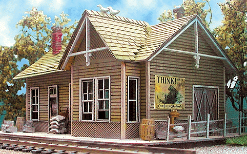Whistle Stop Junction - Kit (Laser-cut Wood) -- Laser-Cut Wood Kit  - 4 x 6"  10 x 15cm