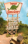 Laser-Cut Wood Billboards - Small, For N & HO -- Dino-Sinclair Gasoline 3 x 1-1/2"  7.5 x 3.7cm