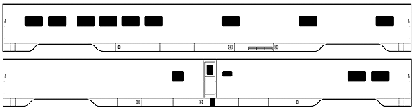 Brass Sides - Great Northern "Empire Builder" -- GN 1140-43, CB&Q 1144 P-S Lunch Counter Lounge-Dormitory