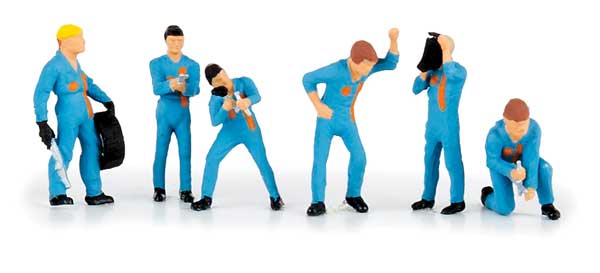 Racing Pit Crew Figure Set -- Blue Team pkg(6)