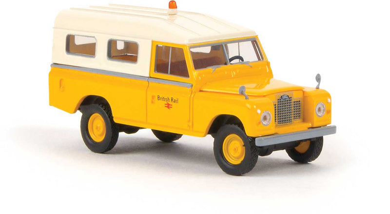 1968-1977 Land Rover 109 Open-Cab Pickup with Cap - Assembled - Starmada(TM) -- British Rail (yellow, white)