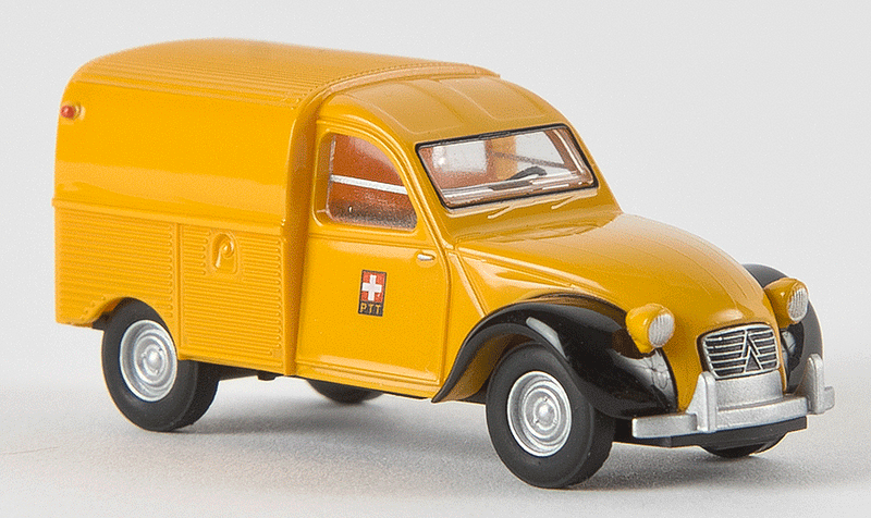 1950-1978 Citroen 2 CV Delivery Truck - Assembled -- PTT (yellow, black, German Lettering)
