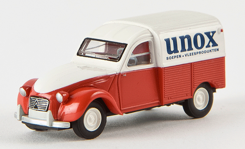 1950-1978 Citroen Kastenente 2 CV Delivery Truck - Assembled -- Unox (red, white, Dutch Lettering)