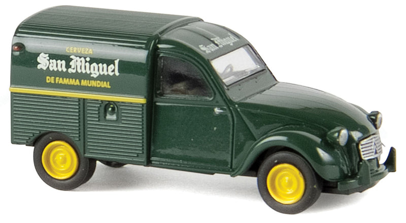 1950-1978 Citroen Kastenente 2 CV Delivery Truck - Assembled -- San Miguel (green, yellow, Spanish Lettering)