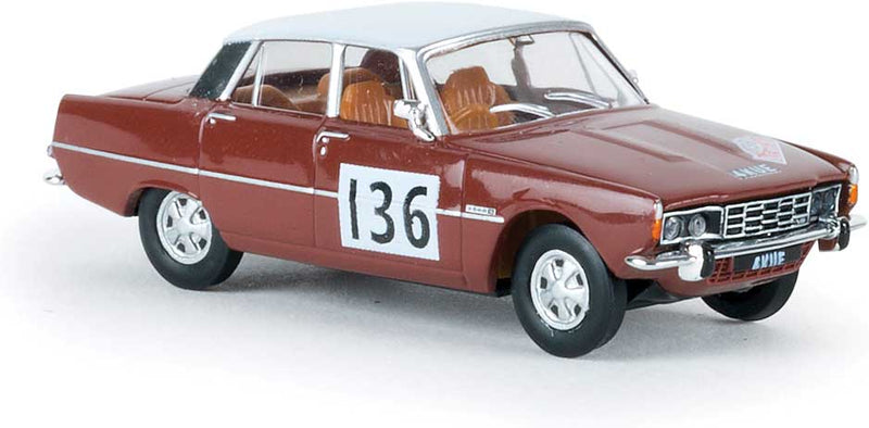 1962-1976 Rover P6 Sedan w/Left Hand Drive, Spare Tire - Assembled -- 1965 Rallye Monte Carlo (brown, white, German Lettering)