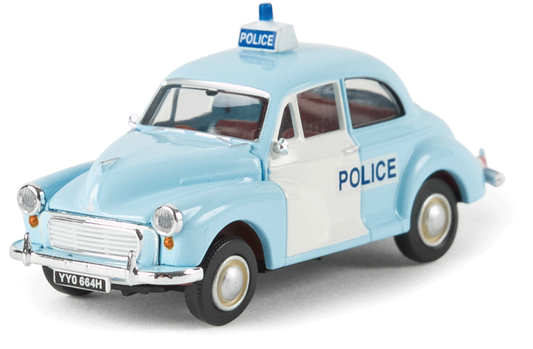 1948-1971 Morris Minor Sedan - Assembled -- Police (Panda Car; Light blue, white)
