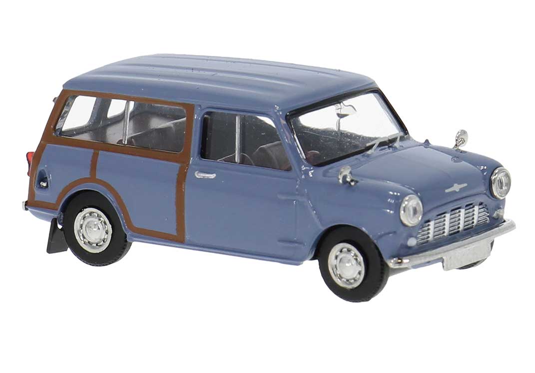 1960s Austin Mini Passenger Van - Assembled -- Blue Woody