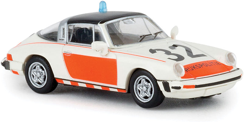 1974 Porsche 911 G-Reihe Coupe - Assembled -- Rijkspolitie 32 (Police, white, orange, black, Danish Lettering)