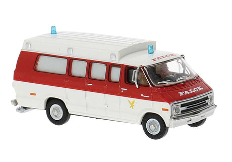 1970s Dodge Passenger Van Ambulance - Assembled -- Falck (white, red)
